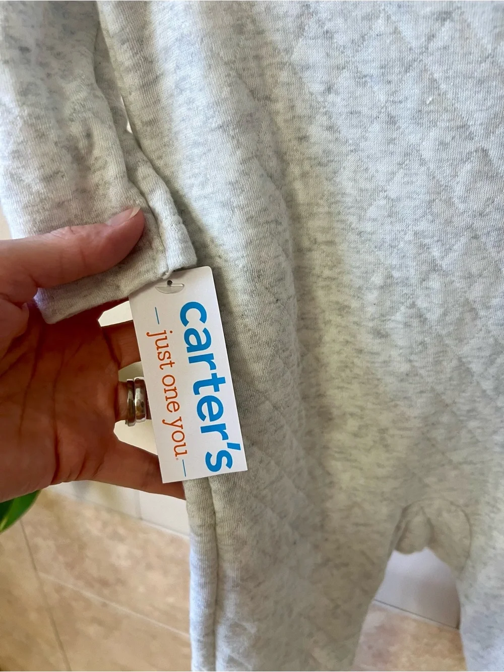 Carter's Light Gray Quilted Footed One-Piece